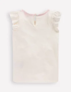Boden Tops & T-Shirts-Top à manches courtes volantées et logo Gâteau ivoire