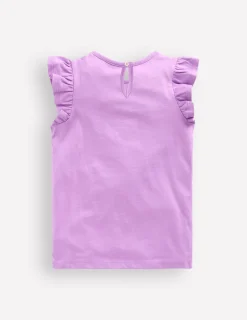 Boden Tops & T-Shirts-Top à manches courtes volantées et logo Milkshake violet