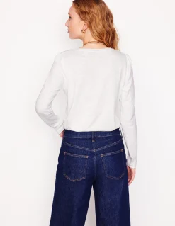 Boden Tops & T-Shirts-Top à manches longues et col rond en coton Blanc