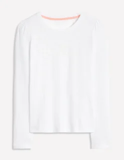 Boden Tops & T-Shirts-Top à manches longues et col rond en coton Blanc