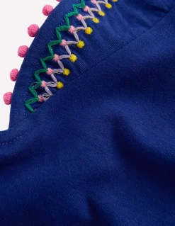 Boden Tops & T-Shirts-Top à manches virevoltantes et détails Bleu tribord