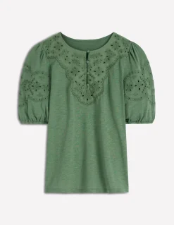 Boden Tops & T-Shirts-Top Ada à broderie anglaise Vert Saule