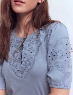 Boden Tops & T-Shirts-Top Ada à broderie anglaise Bleu français