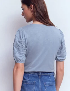Boden Tops & T-Shirts-Top Ada à broderie anglaise Bleu français