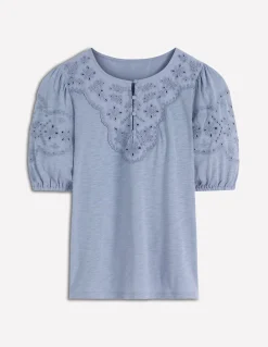 Boden Tops & T-Shirts-Top Ada à broderie anglaise Bleu français