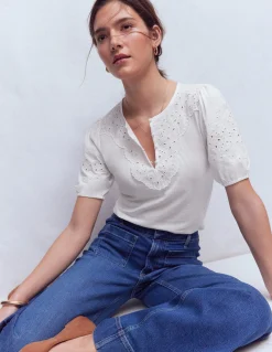 Boden Tops & T-Shirts-Top Ada à broderie anglaise Blanc