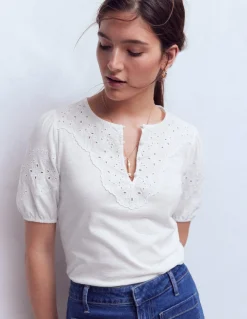 Boden Tops & T-Shirts-Top Ada à broderie anglaise Blanc