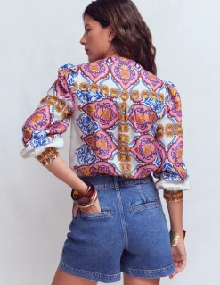 Boden Chemises & Blouses|Tops & T-Shirts-Top Alicia en lin Multi, motif Ornamental Garden