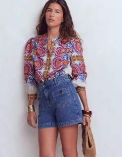 Boden Chemises & Blouses|Tops & T-Shirts-Top Alicia en lin Multi, motif Ornamental Garden