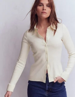 Boden Tenues De Travail|Tops & T-Shirts-Top boutonné à col Ivoire