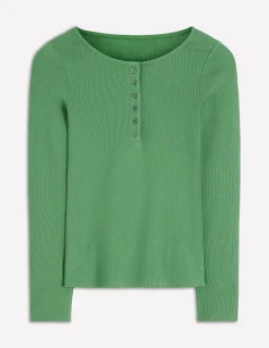 Boden Tops & T-Shirts-Top col tunisien côtelé Vert Saule