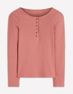 Boden Tops & T-Shirts-Top col tunisien côtelé Rose vintage