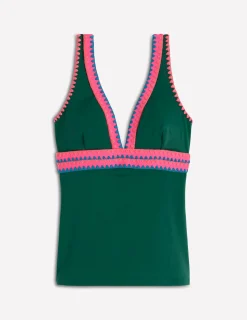 Boden Bikinis|Maillots De Bain-Top de tankini Porto Vert mangrove, broderie