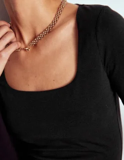 Boden Tenues De Travail|Tops & T-Shirts-Top double épaisseur à col carré Noir