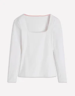 Boden Tenues De Travail|Tops & T-Shirts-Top double épaisseur à col carré Blanc