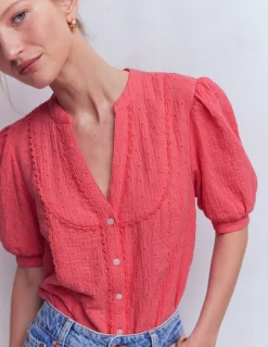 Boden Chemises & Blouses|Tops & T-Shirts-Top double-étoffe à détails dentelle Rose porcelaine