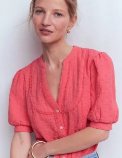 Boden Chemises & Blouses|Tops & T-Shirts-Top double-étoffe à détails dentelle Rose porcelaine