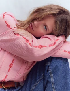 Boden Chemises & Blouses|Tops & T-Shirts-Top double-étoffe Rhea à détails Broderie orchidée fumée