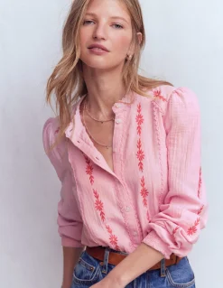 Boden Chemises & Blouses|Tops & T-Shirts-Top double-étoffe Rhea à détails Broderie orchidée fumée