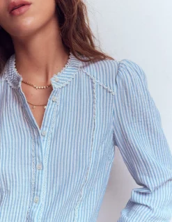 Boden Chemises & Blouses|Tops & T-Shirts-Top double-étoffe Rhea à détails Rayé bleu français et ivoire