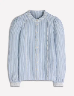 Boden Chemises & Blouses|Tops & T-Shirts-Top double-étoffe Rhea à détails Rayé bleu français et ivoire