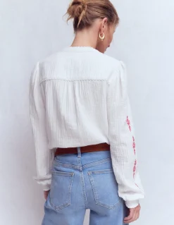 Boden Chemises & Blouses|Tops & T-Shirts-Top double-étoffe Rhea à détails Motif floral Winter Blush blanc