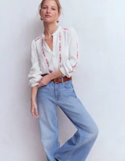 Boden Chemises & Blouses|Tops & T-Shirts-Top double-étoffe Rhea à détails Motif floral Winter Blush blanc