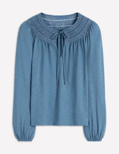 Boden Tops & T-Shirts-Top Edi à détails dentelle Bleu capitaine