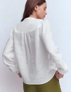 Boden Chemises & Blouses|Tops & T-Shirts-Top en lin à détails intégrés Blanc