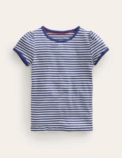 Boden Tops & T-Shirts-Top en pointelle à manches courtes Ivoire doux/bleu tribord