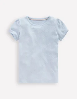 Boden Tops & T-Shirts-Top en pointelle à manches courtes Bleu