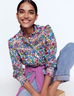 Boden Chemises & Blouses|Tops & T-Shirts-Top Esme à smocks et volants Multi, motif Blossoming Garden