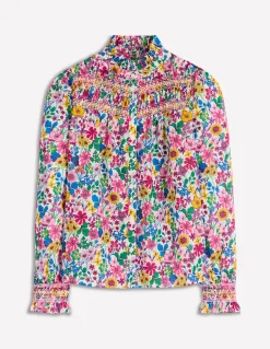 Boden Chemises & Blouses|Tops & T-Shirts-Top Esme à smocks et volants Multi, motif Blossoming Garden