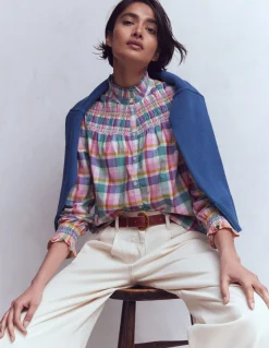 Boden Chemises & Blouses|Tops & T-Shirts-Top Esme à smocks et volants Carreaux multi