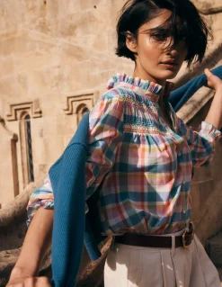 Boden Chemises & Blouses|Tops & T-Shirts-Top Esme à smocks et volants Carreaux multi