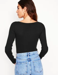 Boden Tops & T-Shirts-Top essentiel à col bateau en jersey Noir