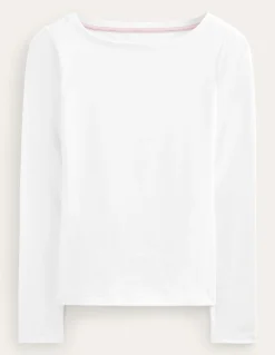 Boden Tops & T-Shirts-Top essentiel à col bateau en jersey Blanc