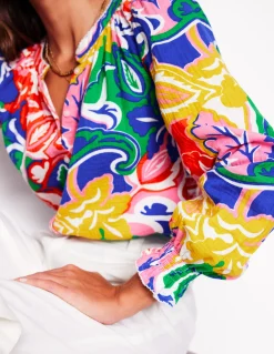 Boden Chemises & Blouses|Tops & T-Shirts-Top Evie double-étoffe Multi, motif Foliage Twirl