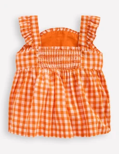 Boden Ensembles Assortis|Tops & T-Shirts-Top fantaisie à bretelles Vichy orange et ivoire