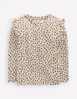 Boden Tops & T-Shirts-Top flammé à manches volantées Léopard blanc vanille