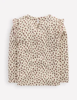 Boden Tops & T-Shirts-Top flammé à manches volantées Léopard blanc vanille