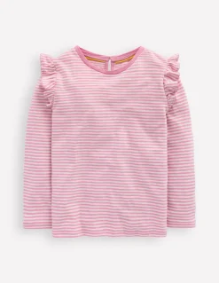 Boden Tops & T-Shirts-Top flammé à manches volantées Rayé ivoire doux/brume rose