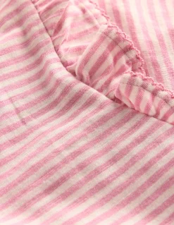 Boden Tops & T-Shirts-Top flammé à manches volantées Rayé ivoire doux/brume rose