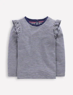 Boden Tops & T-Shirts-Top flammé à manches volantées Ivoire doux/bleu marine universitaire