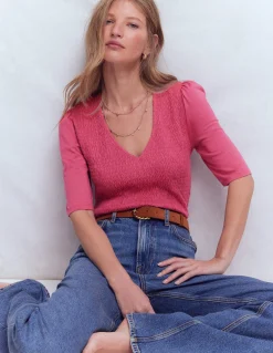 Boden Tops & T-Shirts-Top Lyla à col V et smocks Malaga