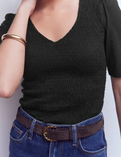 Boden Tops & T-Shirts-Top Lyla à col V et smocks Noir