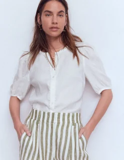 Boden Chemises & Blouses|Tops & T-Shirts-Top manches courtes Leah en lin Blanc