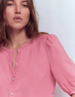 Boden Chemises & Blouses|Tops & T-Shirts-Top manches courtes Leah en lin Parfait rose