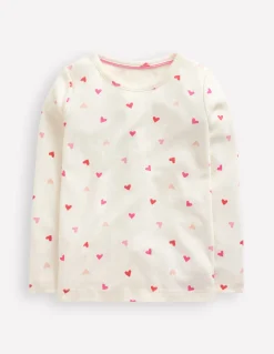 Boden Tops & T-Shirts-Top manches longues en pointelle Cœurs ivoire doux