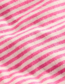 Boden Tops & T-Shirts-Top manches longues en pointelle Rayé rose sorbet